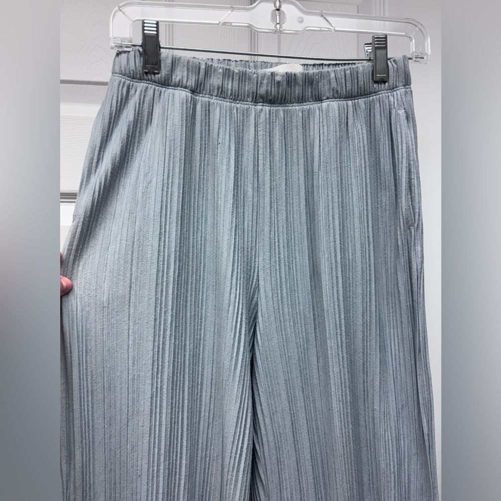 Oak + Fort Misty Blue Ribbed Lounge Pants | Elastic Waist | Small - Picture 6 of 9